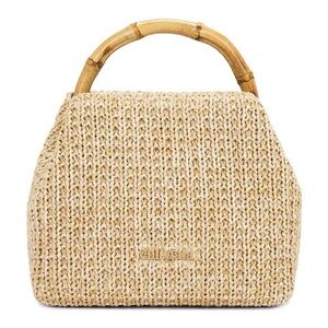 Cult Gaia Beige Woven Handbag with Bamboo Handle
